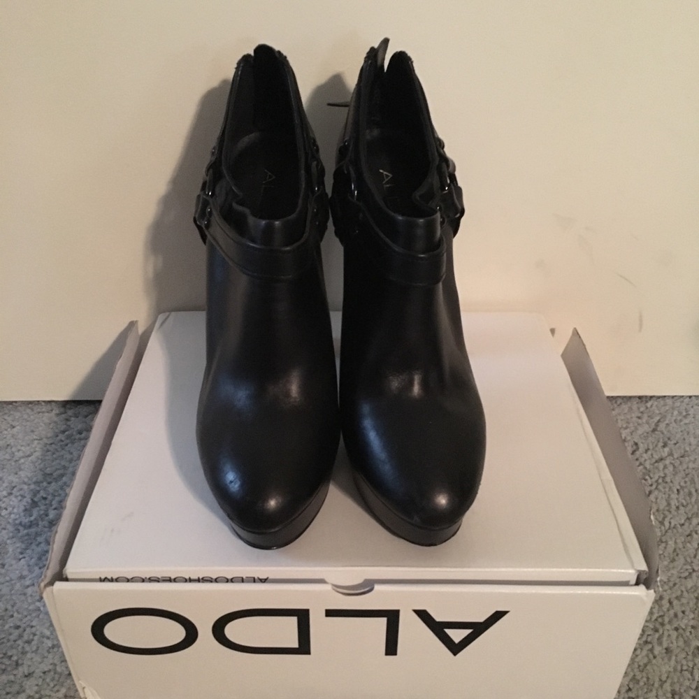 Aldo Platform Heeled Leather Booties